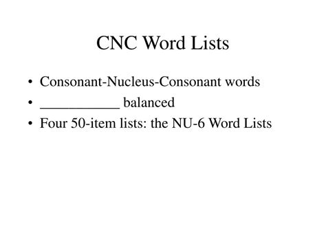 cnc word list